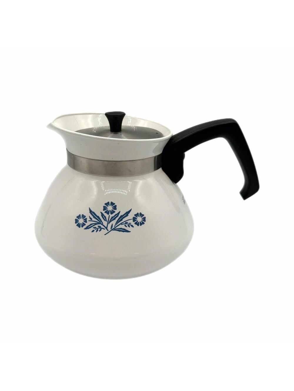 Vintage CorningWare 6 Cup Blue Cornflower 6 Cup Teapot with Lid – P-104 - Rare